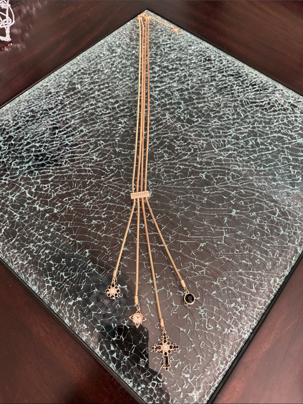 Gold Multi Pendant Station Necklace - Women Jewelry